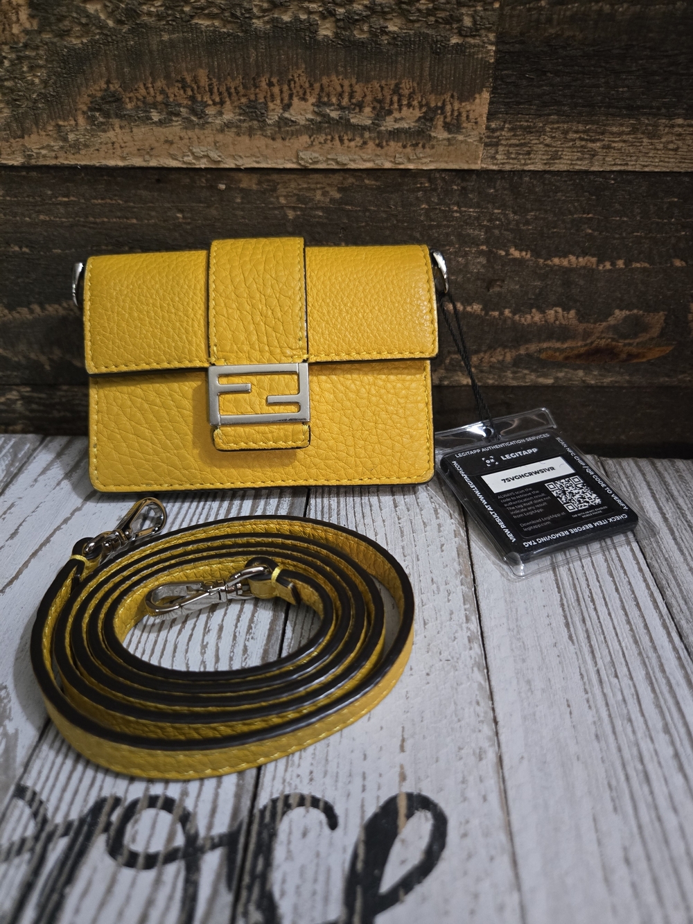 Fendi Yellow Leather Wallet On Chain Crossbody with COA